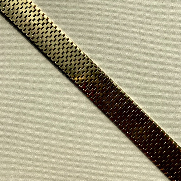 18k Yellow Gold Plated Vintage Flexible Link Wide Bracelet - Picture 3 of 6